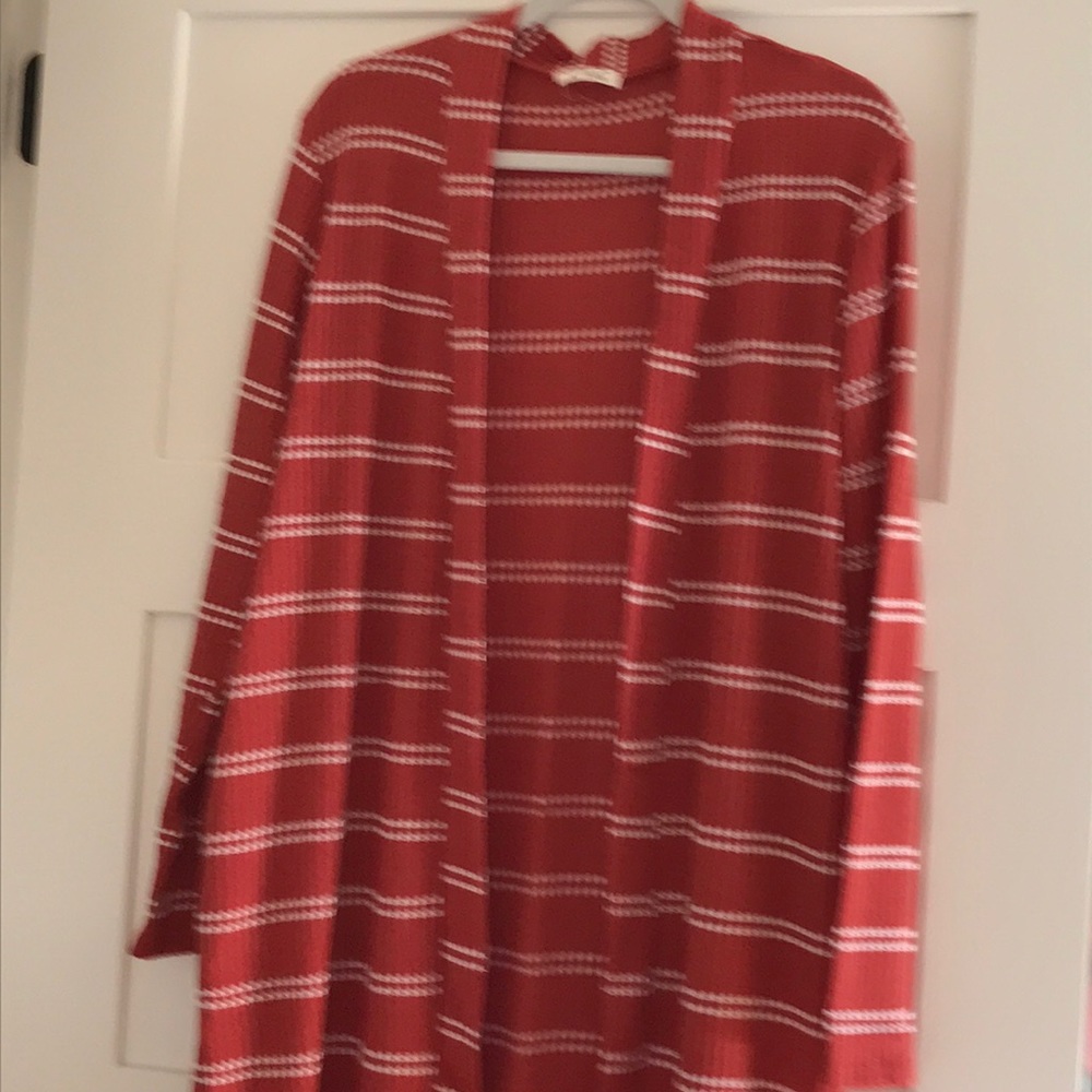 Rust and ivory striped cardigan L